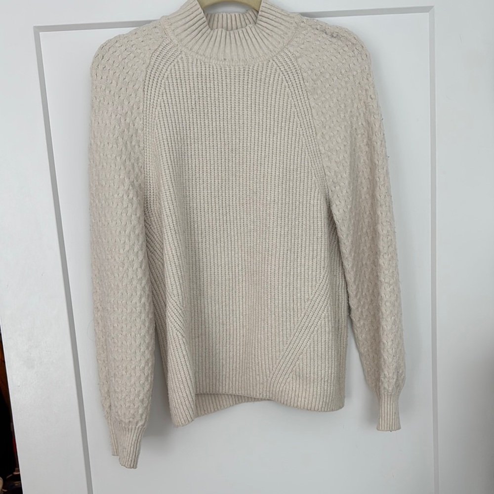 Calvin Klein Cream Chunky Knit Mockneck Sweater
